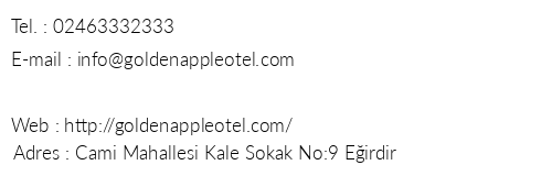 Golden Apple Hotel telefon numaralar, faks, e-mail, posta adresi ve iletiim bilgileri